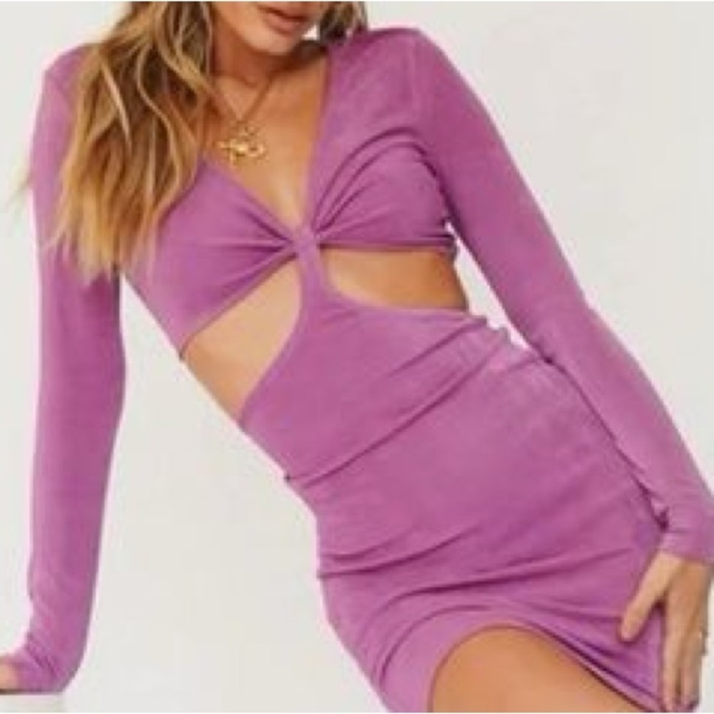 Cotton Candy Lavender Cut-Out Mini Dress